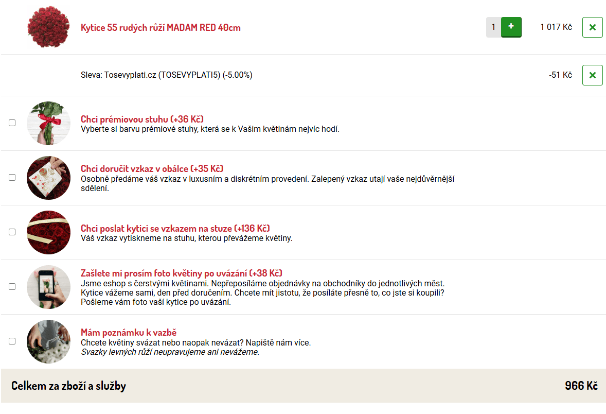 45 růží Madam Red zdarma k nákupu 55 růží